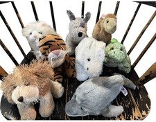 Lot Of 8 Webkinz No Codes Stegosaurus Camel Dolphin Dogs Cat Horse Bengal Tiger