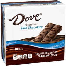 DOVE Silky Smooth Milk Chocolate Bars, 1.44 Oz each, Pack of 18-1 BOX