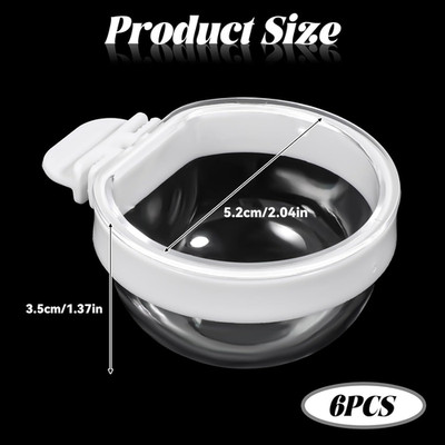 6 Pack Detachable Transparent Bowls Convenient Hanging Seed Water Feeder Bird...