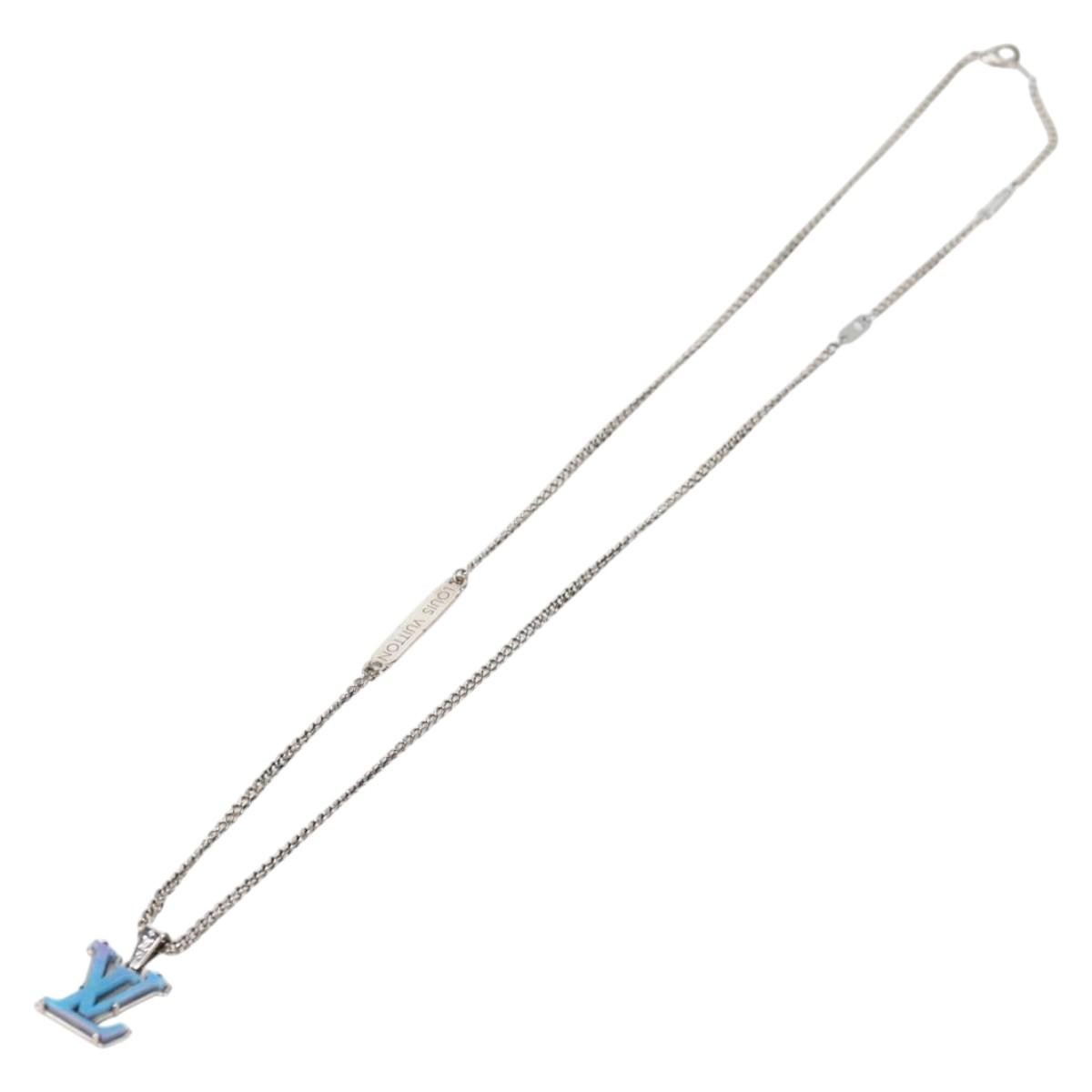 LOUIS VUITTON Chain LV Printed Initials Necklace Silver M01507 LV