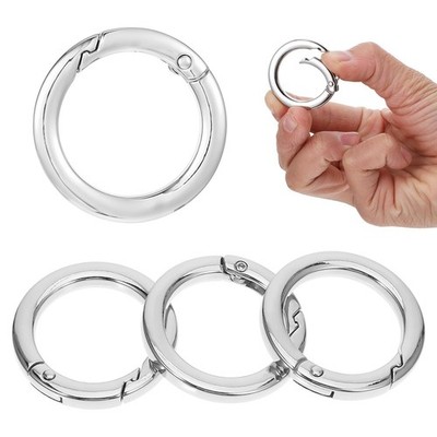 4 Silver Metal O Ring for Purse Strap - 1 Inch Round Spring Ring Clasp for Handb