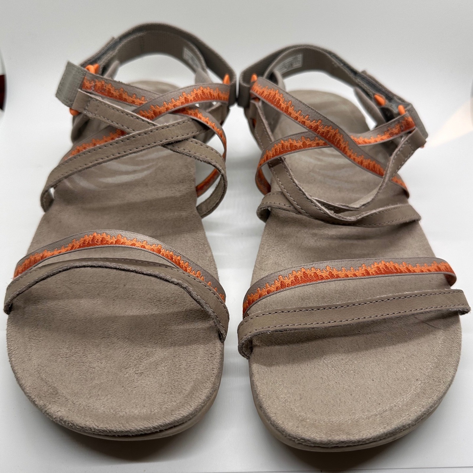 Sandali donna Merrell taglia 11 argilla luna beige arancione accento cinturino gancio passante