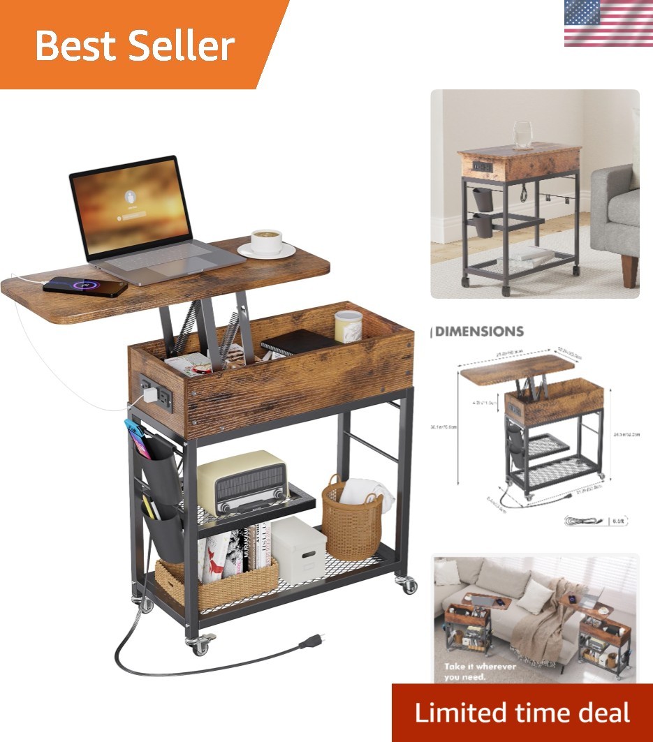 Lift Top End Table with USB Charging Station