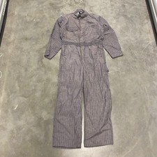 Rugged Mens Herringbone Coveralls Blue White Utility Jumpsuit Workwear Size 40