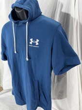Mens Large Under Armour Rival Fleece SS Hoodie Blue pullover