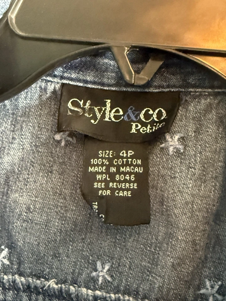 Chaleco vaquero Style & Co para mujer talla S azul chaqueta de motociclista sin mangas al aire libre Foto 3 de 4