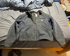 Carhartt J97 PTL Men's Gray Zip-Up Work Jacket, Size L Vintage