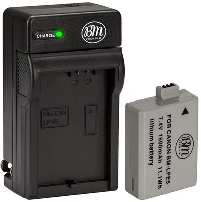 BM Premium LP-E5 Battery & Charger for Canon EOS Rebel Kiss F, X2, X3 Camera