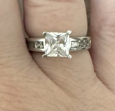 Sterling Silver Cubic Zirconia Engagement Ring Size 6