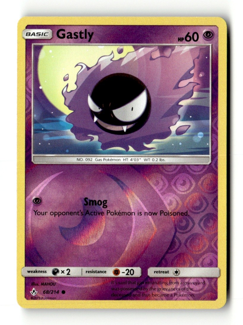 Gastly (68) Common Reverse Holo SM - Unbroken Bonds 68/214 LP Pokémon TCG