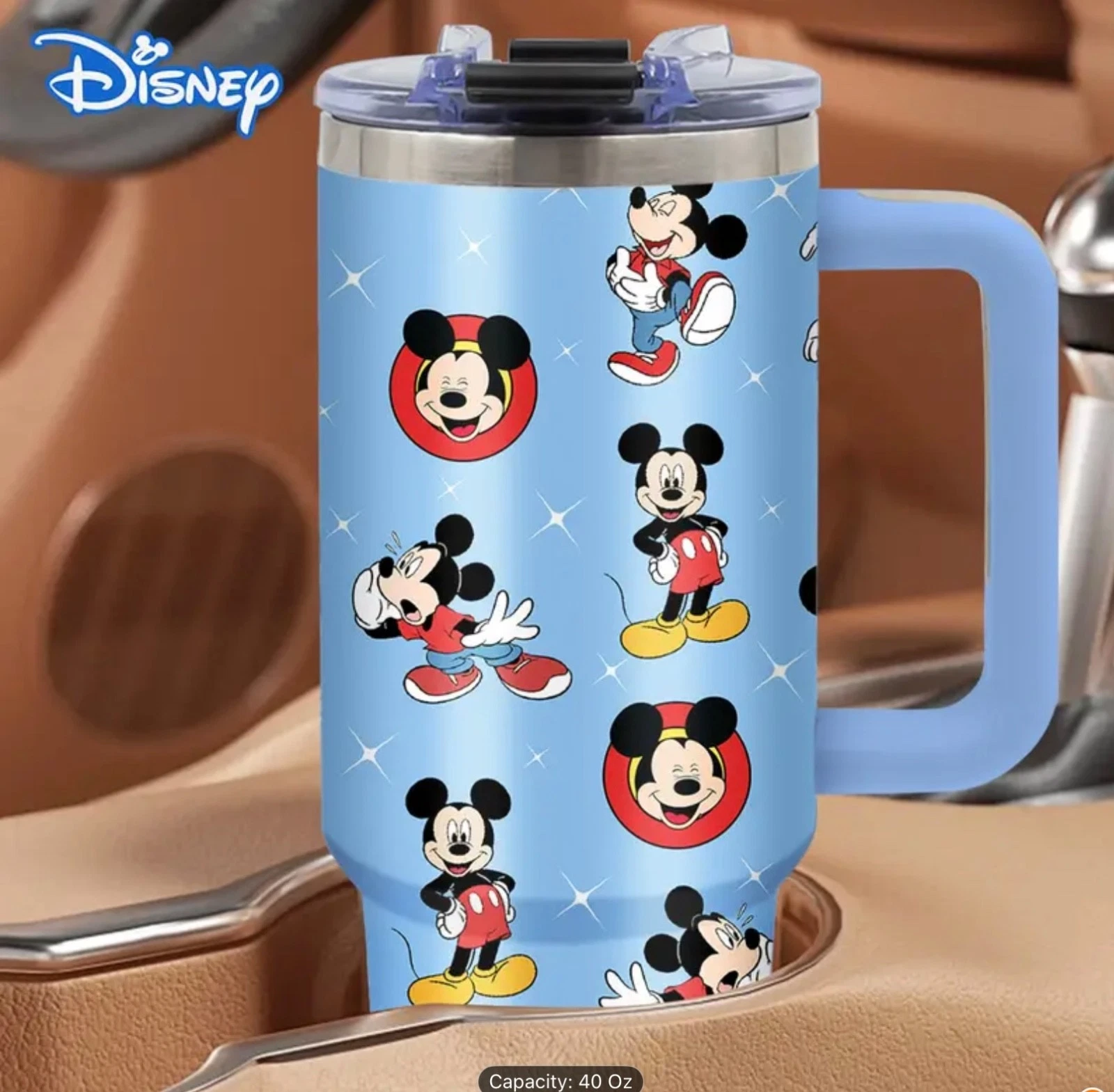 40 oz Stainless Steel Mickey Mouse Tumbler with Handle