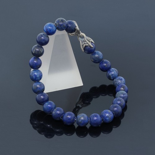 David Yurman 8mm Men's Lapis Lazuli 925 Spiritual Beads Bracelet Size 8"