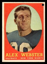 1958 TOPPS ALEX WEBSTER 30 POOR HOLE FOOTBALL NEW YORK GIANTS