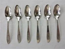 antique ONEIDA COMMUNITY PLATE SILVERPLATE FLATWARE BIRD PARADISE 6 teaspoons