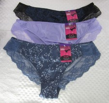 NWT set of 3 MAIDENFORM comfort devotion LACE TANGA LILAC BLUE BLACK STARS 2XL/9