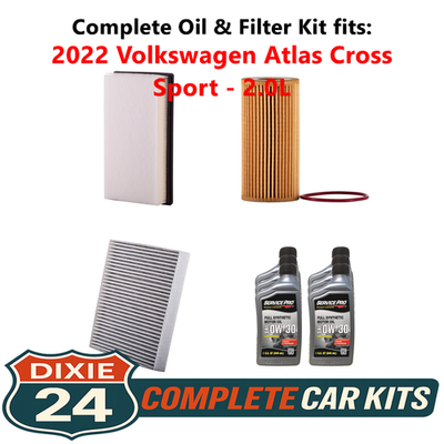 2022 Volkswagen Atlas Cross Sport 2.0L Oil, Air & Cabin Filter Kit