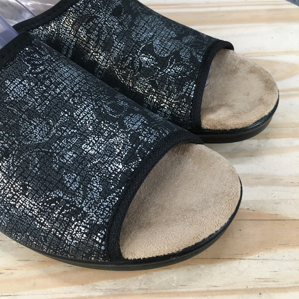 Flexus By Spring Step Sandals Womens 42 Nyaslide Casual Slip On Metallic Black - Image 4 of 4