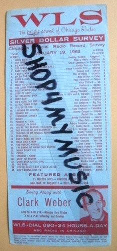 WLS SILVER DOLLAR SURVEY-1/19/63-VERY RARE 2 ARTISTS W/SAME SONG @ SAME POSITION