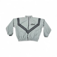 US Army Jacket Mens Large L Gray Physical Fitness Uniform PFU Military Full Zip