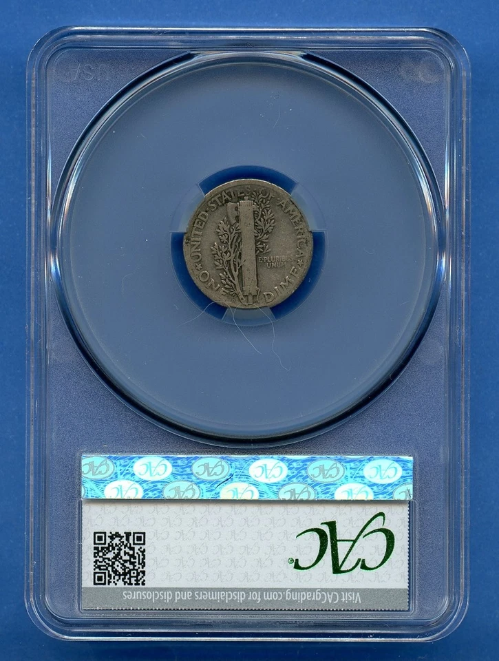 1921 D CAC G4 Mercury Dime 10c US Mint Silver Coin Rare Key 1921-D G-04 CACG - Image 2 of 3