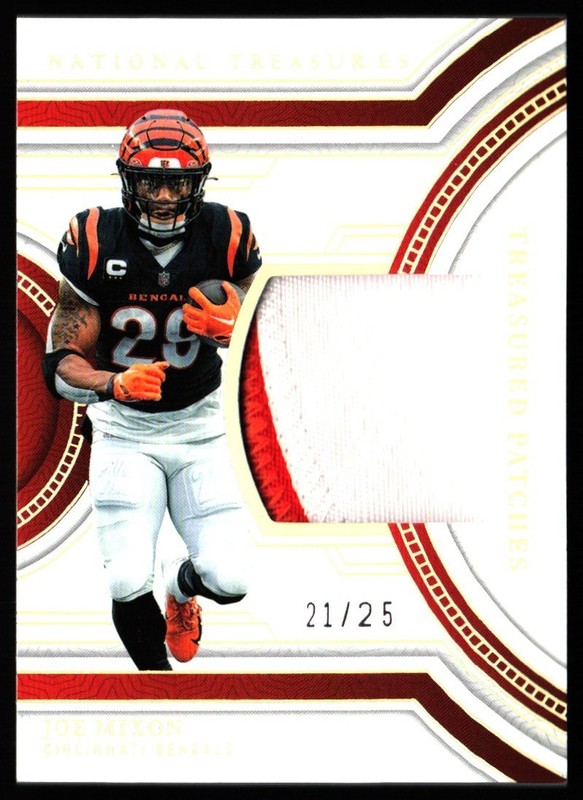 2023 National Treasures Treasured Patches Holo Silver 21/25 Joe Mixon SB6