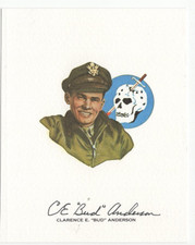 Clarence Bud Anderson Signed Lithograph Clip / Autograph World War II Ace Pilot