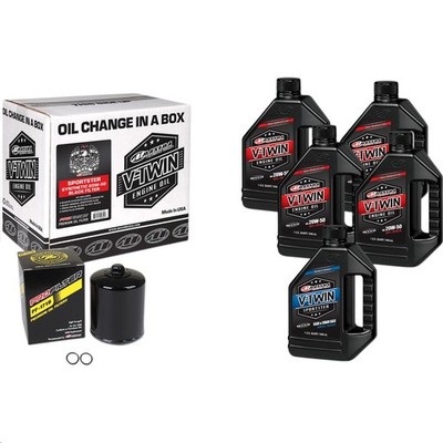 Maxima Sportster Synthetic Oil Change Kit with Black Filter Motorcycle 3601-0718