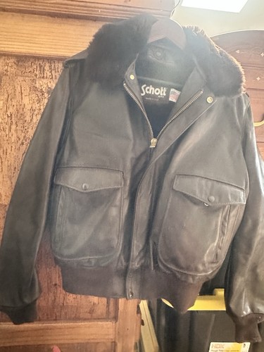 Schott Leather Flight Jacket A2 Liner Removable Collar Original Heavy G2U