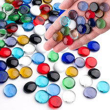 1LB Mix Glass Marbles, Transparent and Smooth Flat Glass Beads for Vases, Mosaic
