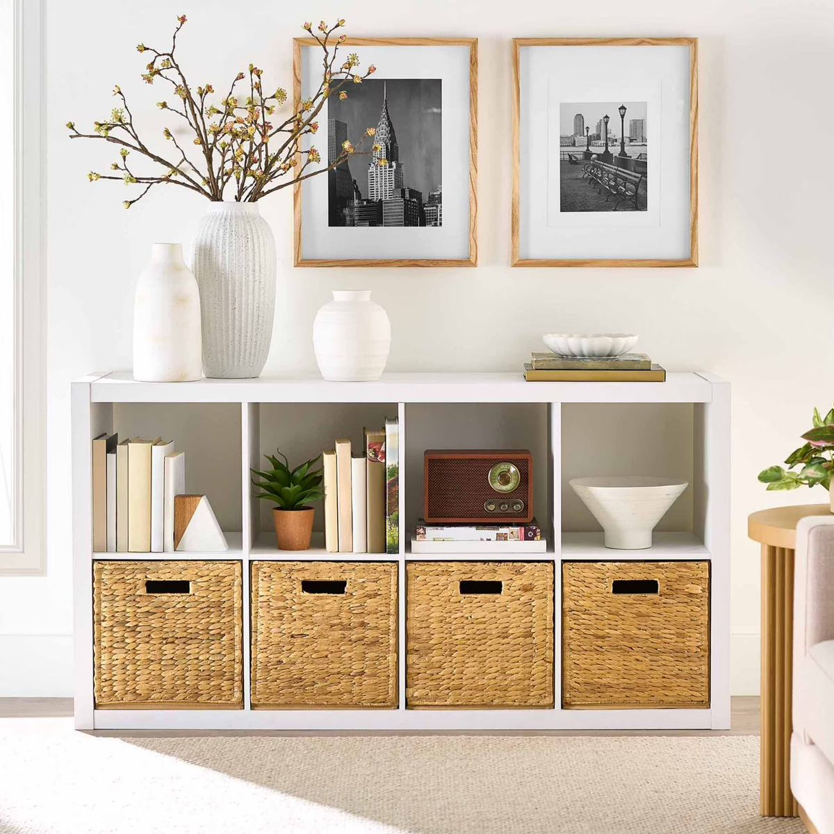better homes and gardens 8 cube organizer tobacco oak Better Homes & Gardens 8-Cube Storage Organizer, White Texture Bookshelf  Cabinet