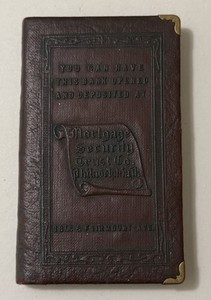 1920s Cole Book Shaped Metal Coin Bank Mortgage Security Trust Co Phila. No Key