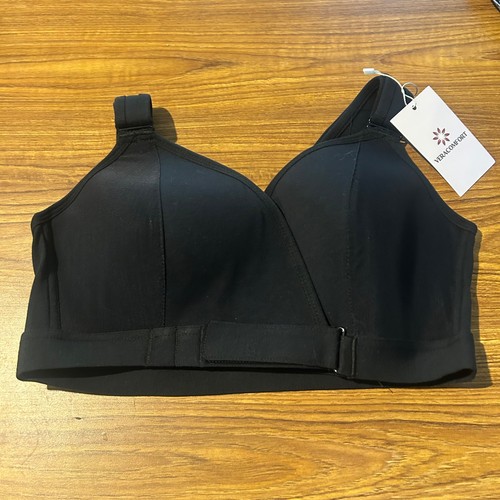 VeraComfort 2.0 Adaptive Front Closure Bra Size Large Black NWT
