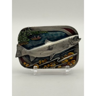 Siskiyou 1983 Salmon Fishing Cool Clear Water Belt Buckle Western Cowboy Vintage