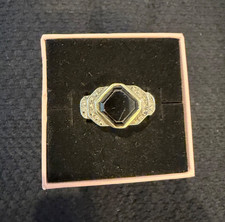 14K  Sterling Silver Black Onyx Ring size 8