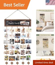 Versatile Wall-Mounted Collage Frame with 30 Clips  Blackboard for Memories