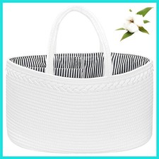 X-Large Diaper Caddy Organizer, Boho Rustic Cotton Rope Nursery Baby Basket, ...