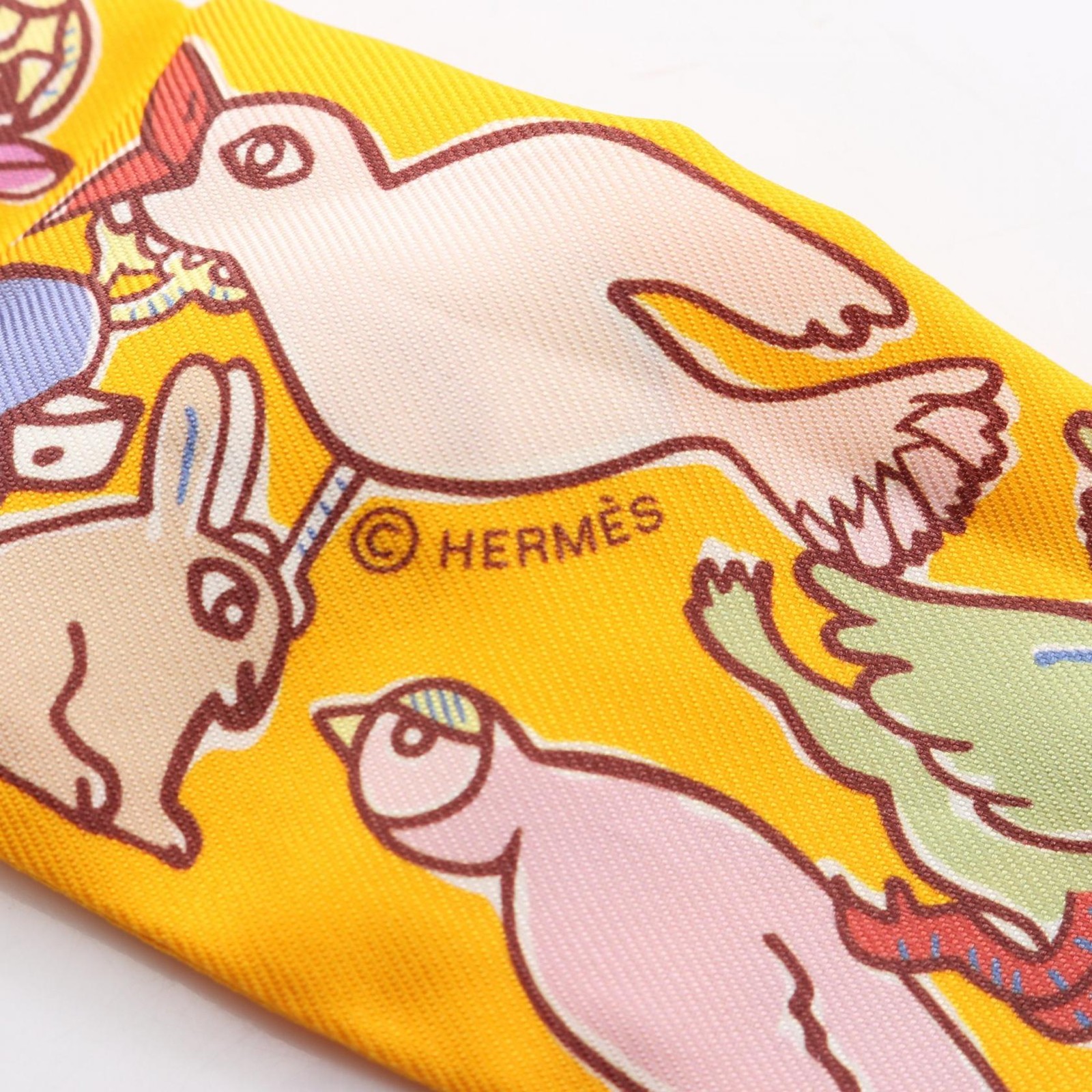 Hermes Twilly MILLE ET UN LAPINS Scarf Silk r0_0209 thumbnail 4