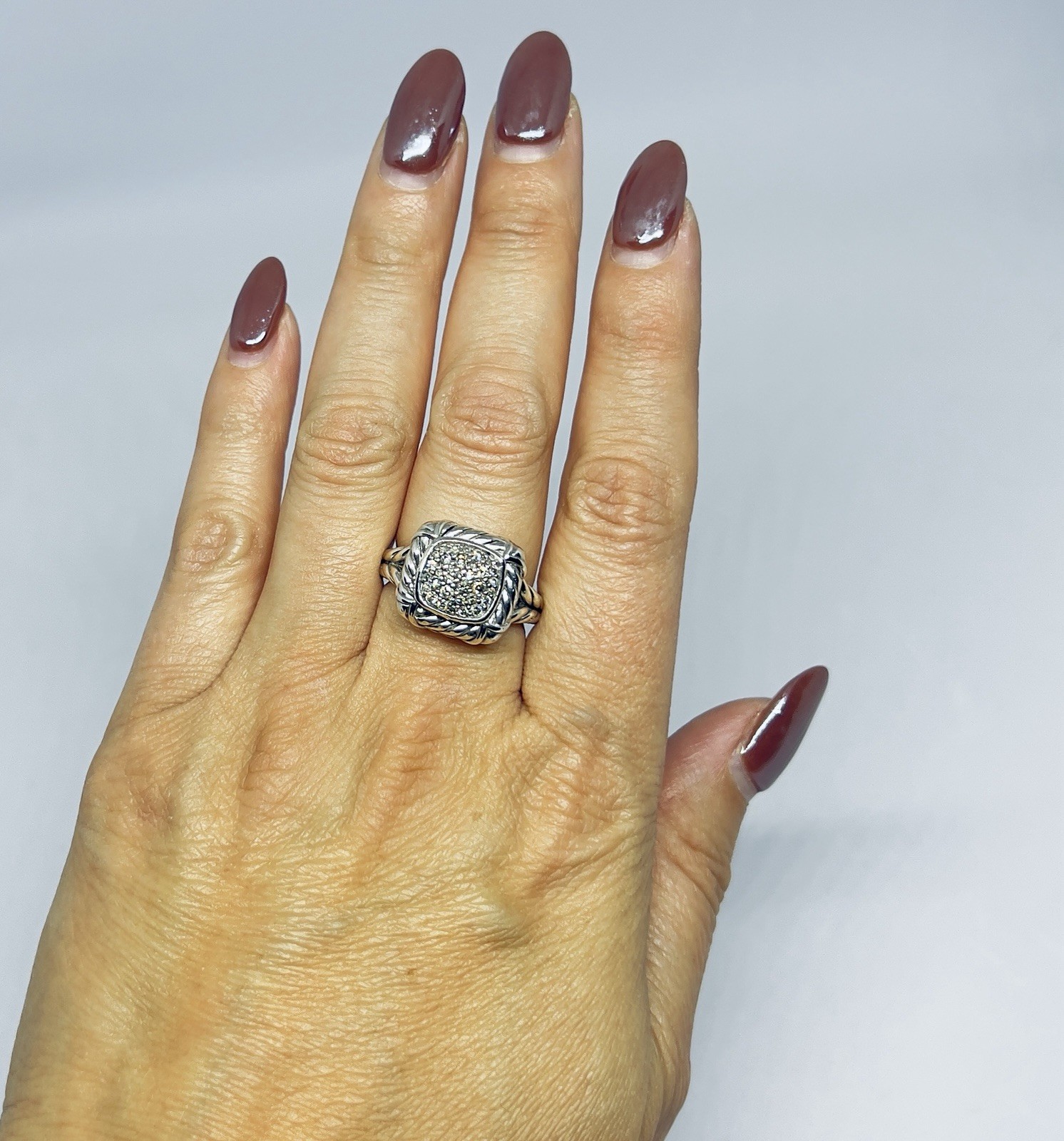 Pavé Diamond Twisted Cable Split Shank Ring 925 S… - image 13