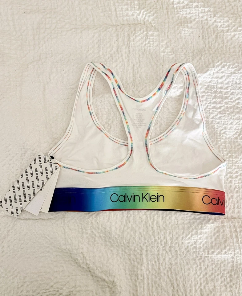 Sujetador Bralette Calvin Klein Urban Outfitters Algodón Sin Forro | Arco Iris / Blanco, S Foto 2 de 4