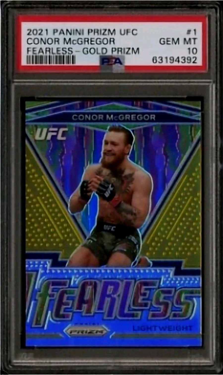 2021 Panini Prizm UFC Fearless #1 Conor McGregor Gold Prizm 10/10 1/1 PSA 10 !