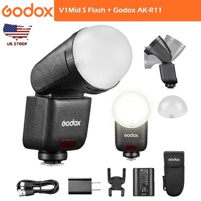 Godox V1 mid S + AK-R11 TTL Flash Touchscreen Round Head mini Flash for Sony