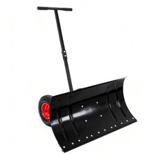 30" Wide Metal Snow Pusher with 2 Wheels, 15" Blade Height, Adjustable Angle