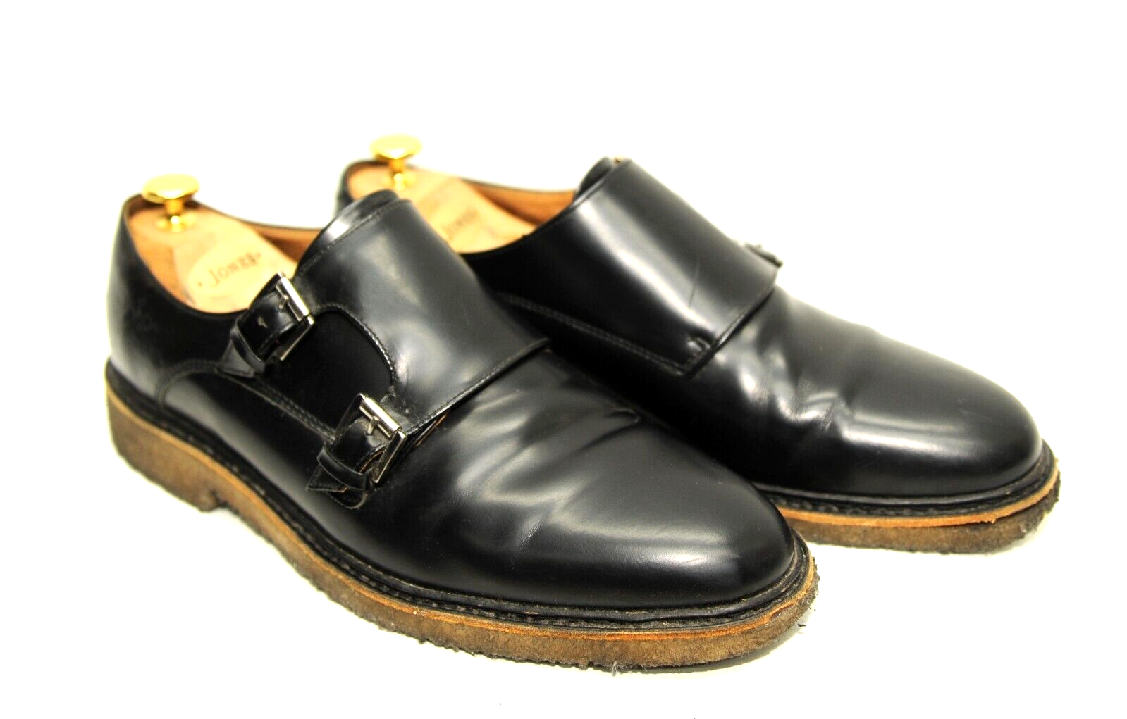 MEN WHISTLES DOUBLE MONK STRAP SHOES Uk 10 44 EURO BLACK GUM SOLE eBay