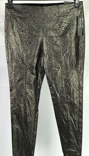 Pantalones de cintura elásticos Alfani oro metálico pierna delgada con comodidad Precio de venta sugerido por el fabricante $74 nuevos con etiquetas B0820 - Imagen 2 de 11