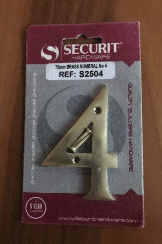 Securit Brass Numeral No.4 - 75mm.  Address. - Afbeelding 1 van 2