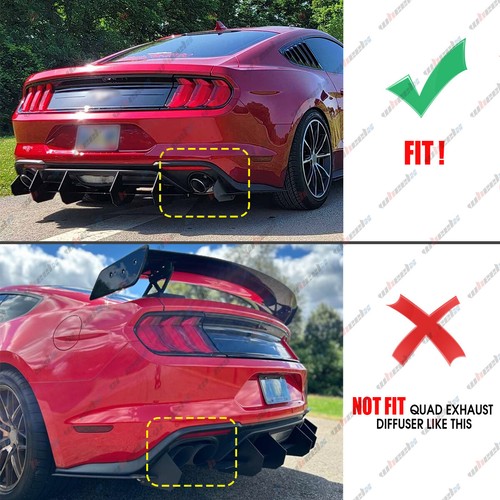 V2 Style Gloss Black Rear Diffuser & Rear Side Splitter For Ford Mustang 15-2021 - Picture 2 of 12