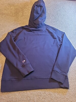 Mens Champion Hoodie Size Medium Navy Blue & Gray Hooded