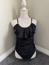 LADIES BLACK RUFFLE TUMMY CONTROL SWIMSUIT UK SIZE XL BRAND NEW