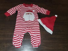 Carter's Just One You Santa Christmas w/ Hat Romper Footed 1 pc Sleeper Sz 3 Mos