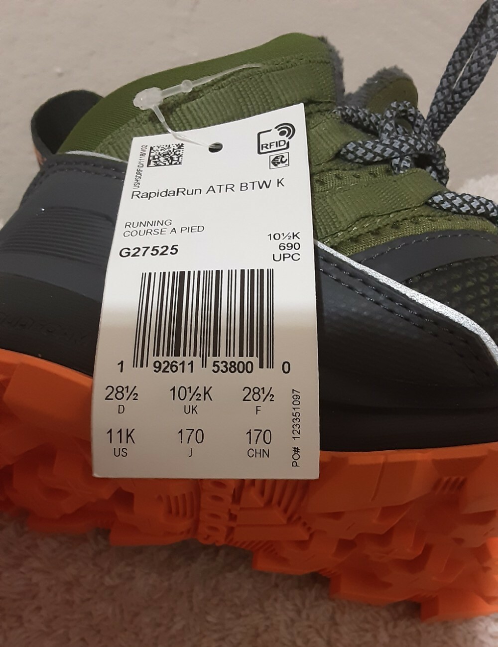 Adidas RapidaRun ATR BTW All Weather Running Hiking Shoes kids US 11k G27525  New | eBay